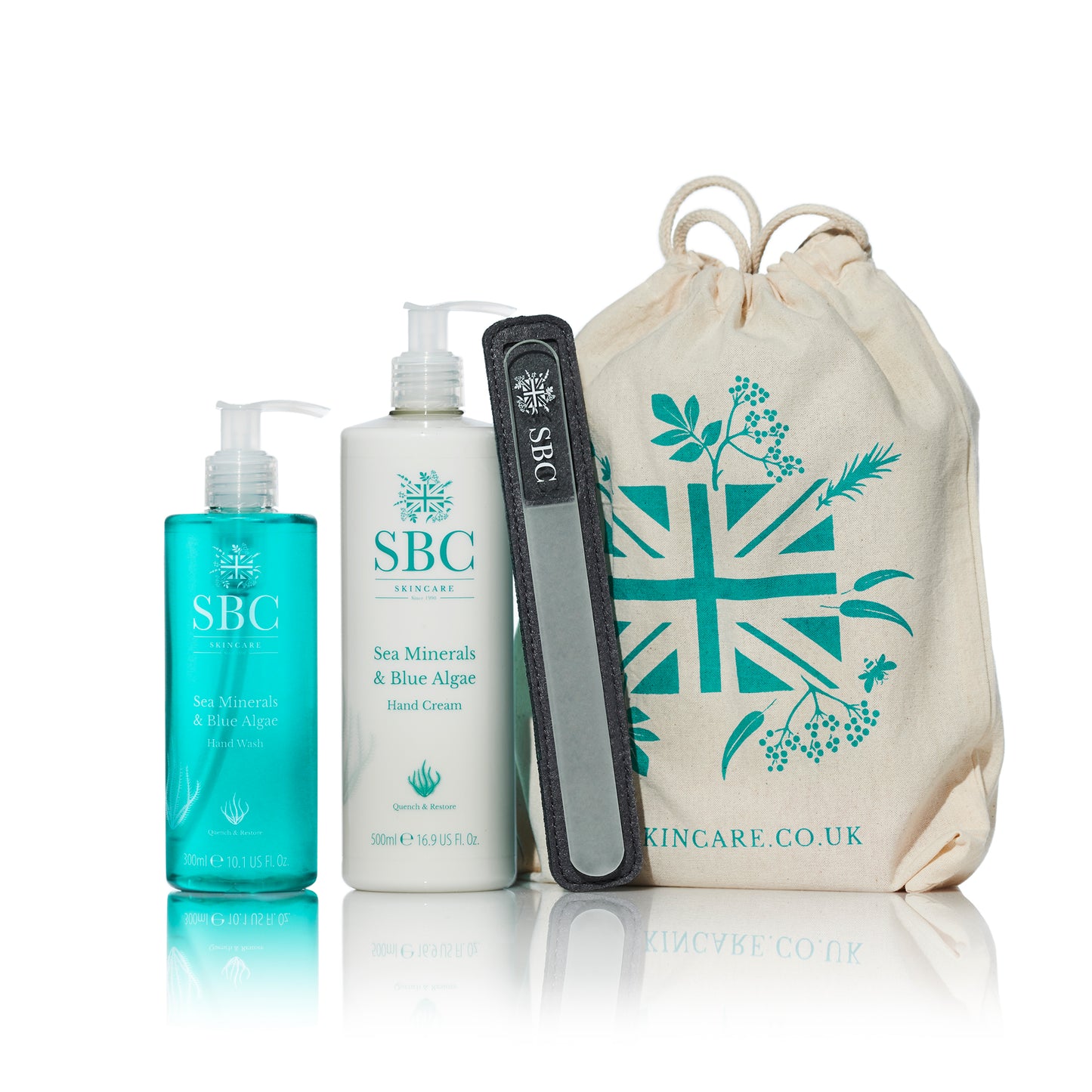 SBC Skincare's Sea Escape Hand Care Gift Set on a white background
