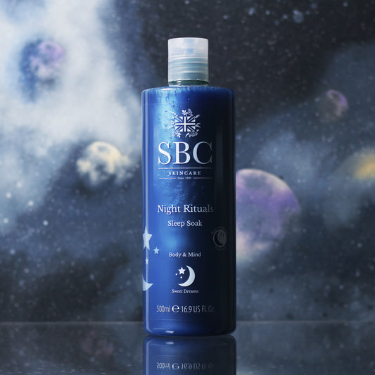 Night Rituals Sleep Soak 500ml on a space background