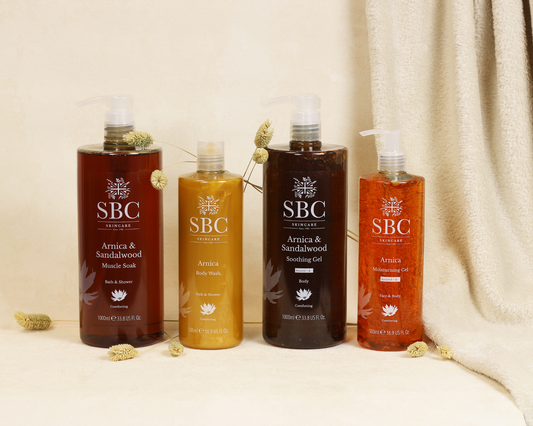 What are the main benefits of arnica in skincare and body care?