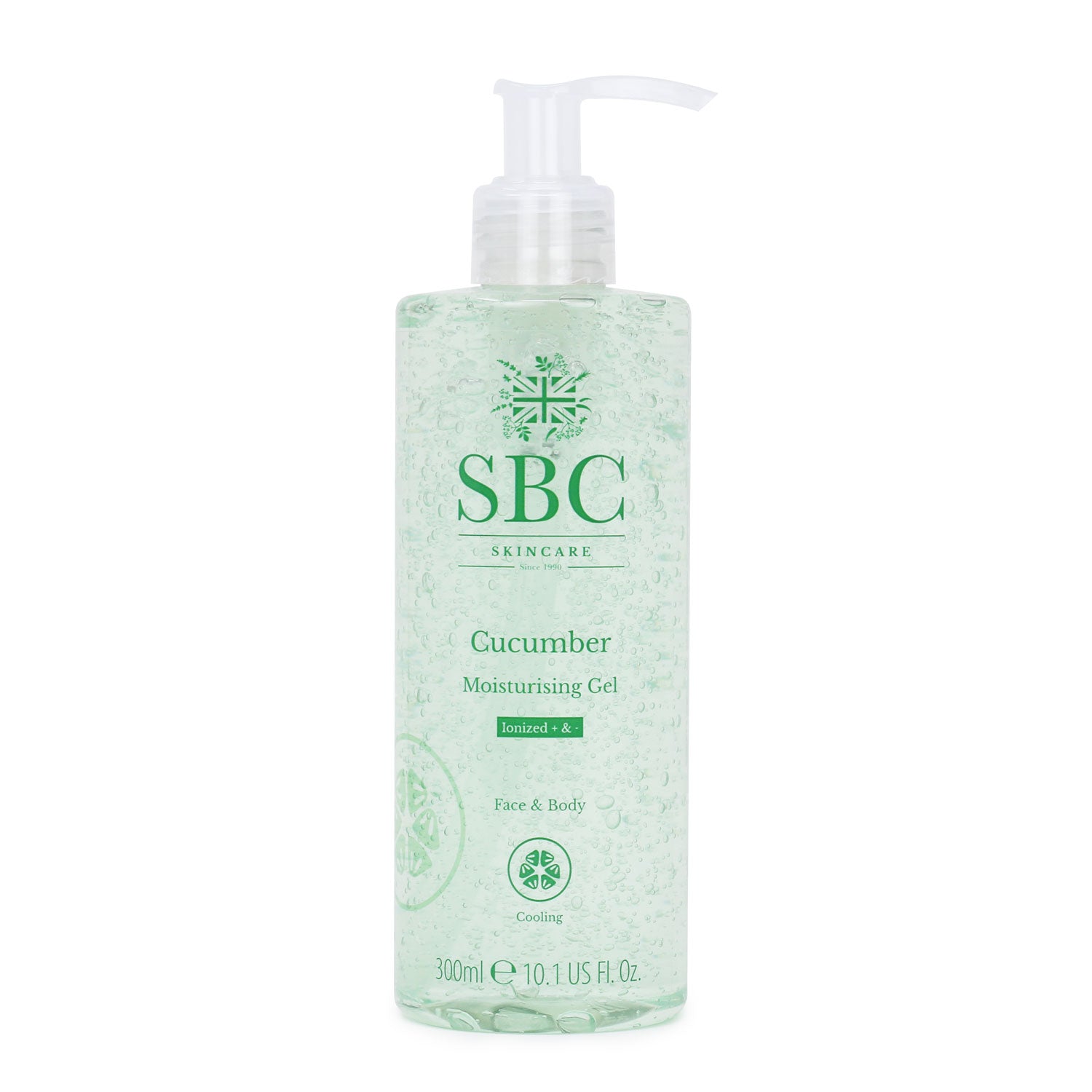 SBC Skincare's Cucumber Moisturising Gel  300ml on a white background 