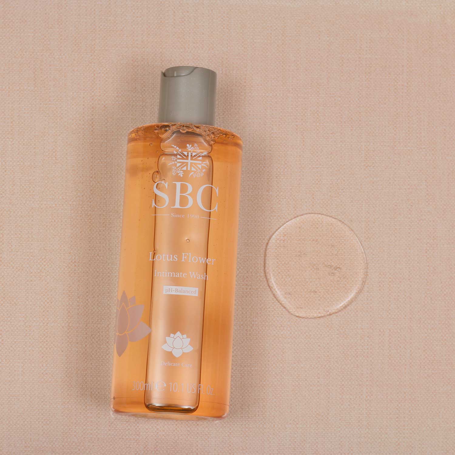 SBC Skincare's 300ml Intimate Wash with a swatch 