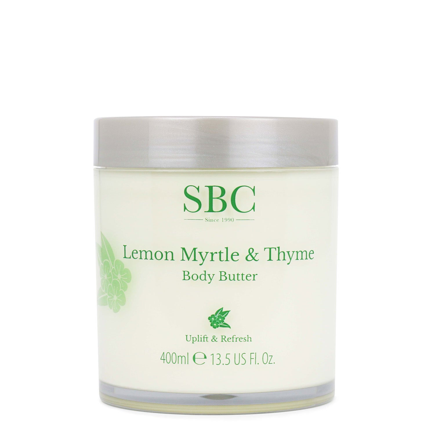 Lemon Myrtle & Thyme Body Butter 400ml on a white background