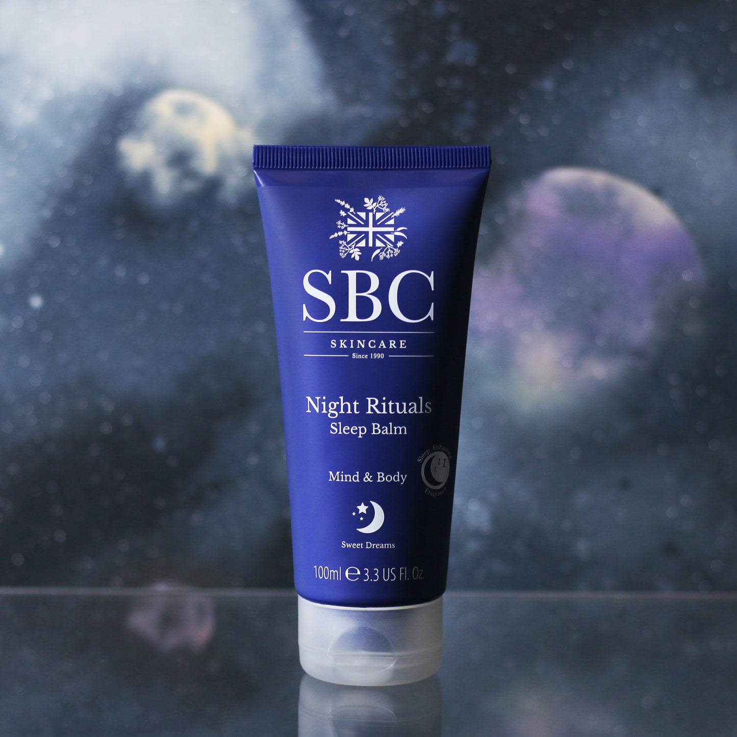 Night Rituals Sleep Balm 100ml in a space background