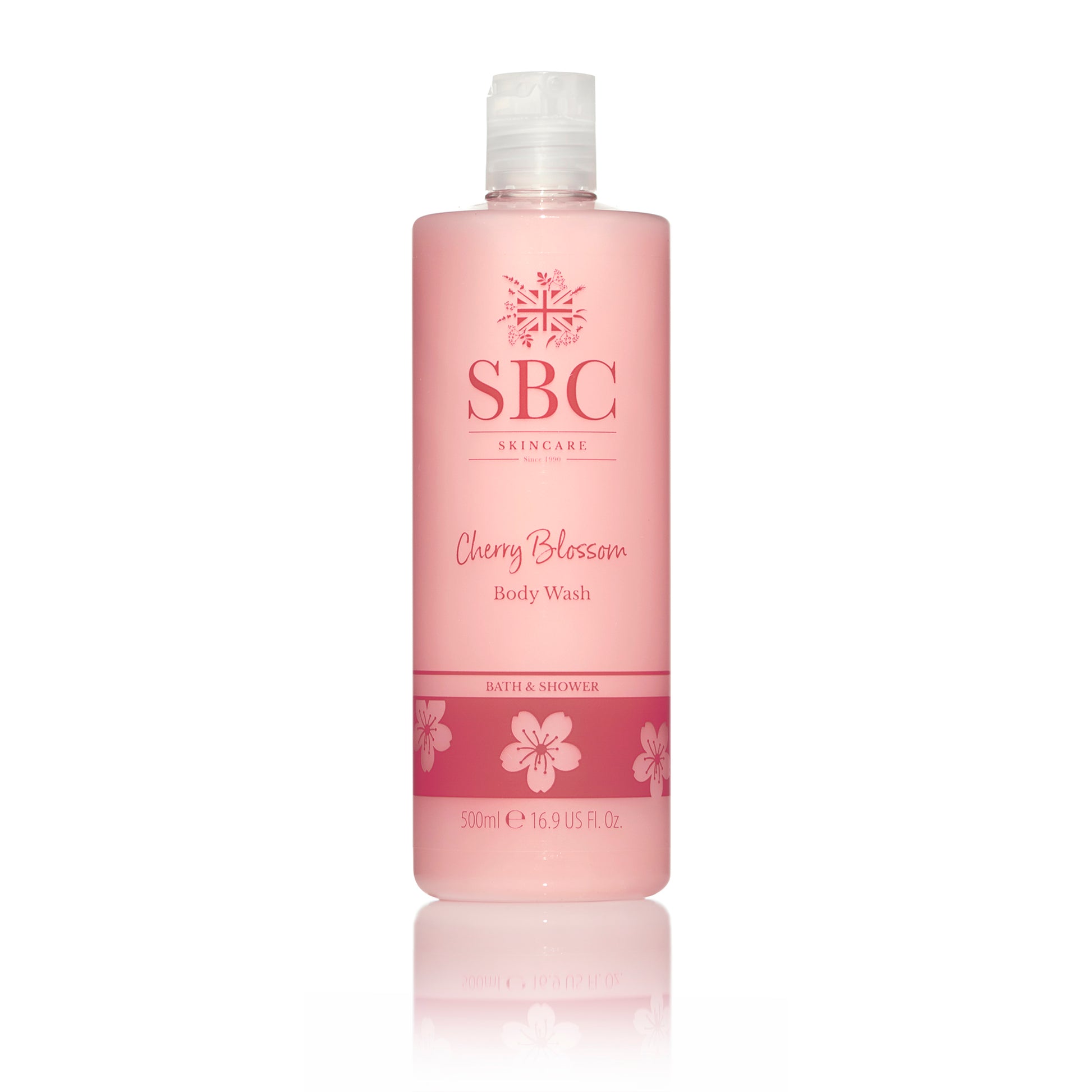 SBC Skincare's Cherry Blossom Body Wash on a white background 